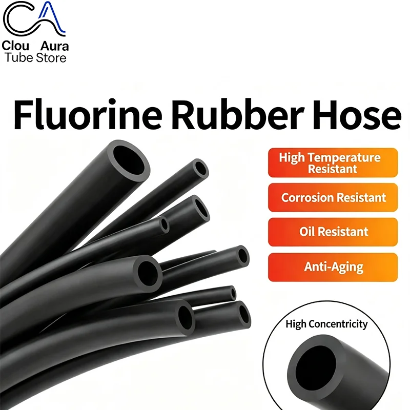 FKM Viton Fluorine Rubber Tube High Temperature Oil Acid Alkali Corrosion Aging Resistant Flexible Fuel Chemical Hose ID 2-25mm