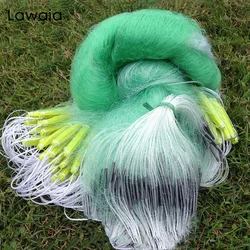 Lawaia 100M/80M Thick Gillnet 3-layer Fishing Net Green Silk Fishing Gear Accessories Fishing Trap Network Fishnet Plastic Float