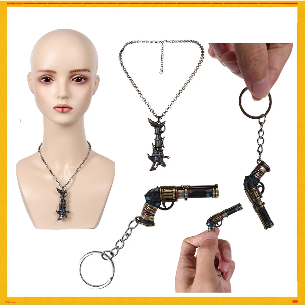 

Game LOL Jinx Cosplay Metal Necklace Key Chain Halloween Carnival Adult Men Women Costume Accessories Bag Decoration Props