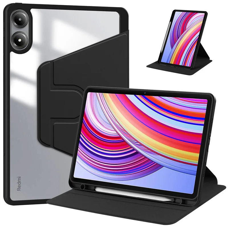 Capa magnética para tablet inteligente para Xiaomi Redmi Pad Pro, estojo com suporte para lápis, 360 rotativo, 12.1 in, 12.1 in, 2024