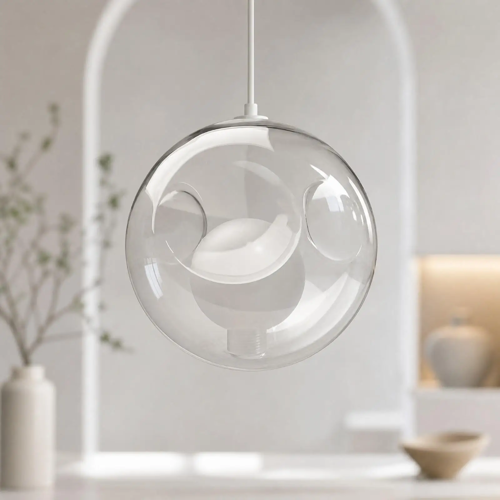 Round Clear Glass Lamp Shade Cover G9 Globe Pendant Light Replacement Spherical Lampshade for Chandelier Ceiling Fixture Modern