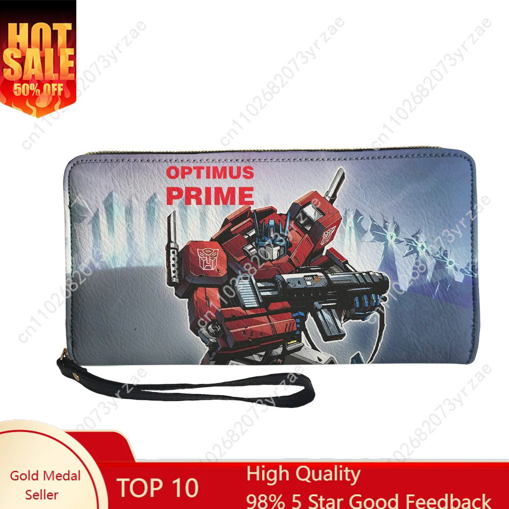 

Optimus Prime Wallet Mens Womens Teenagers Long Zipper Wallet Double Print Commuter Personalized Photo Cosplay Purses