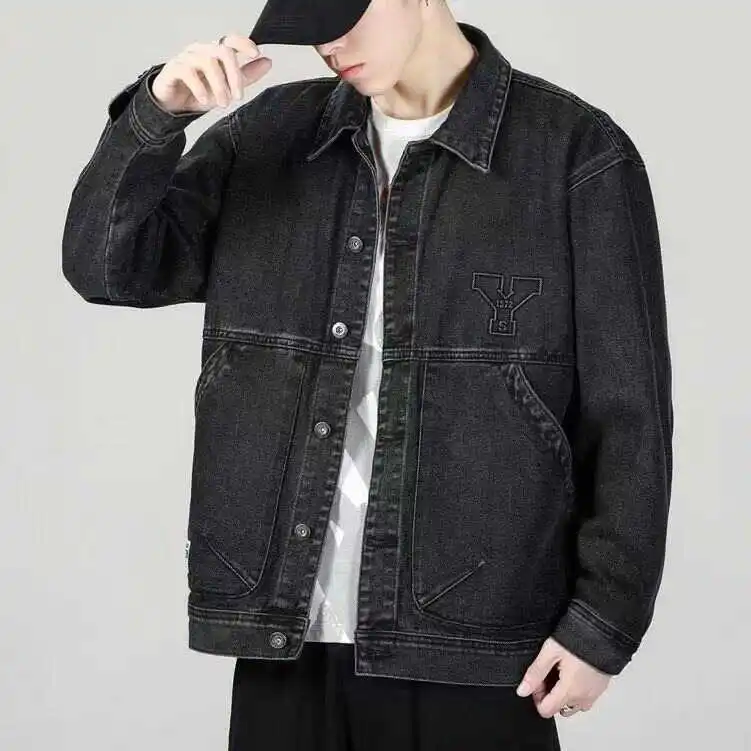 الراقية الرجال فضفاضة تناسب الدنيم Jaet الخريف الشتاء جديد Sle كبيرة الحجم الجينز الربيع العصرية ملابس العمل معطف الشباب ular