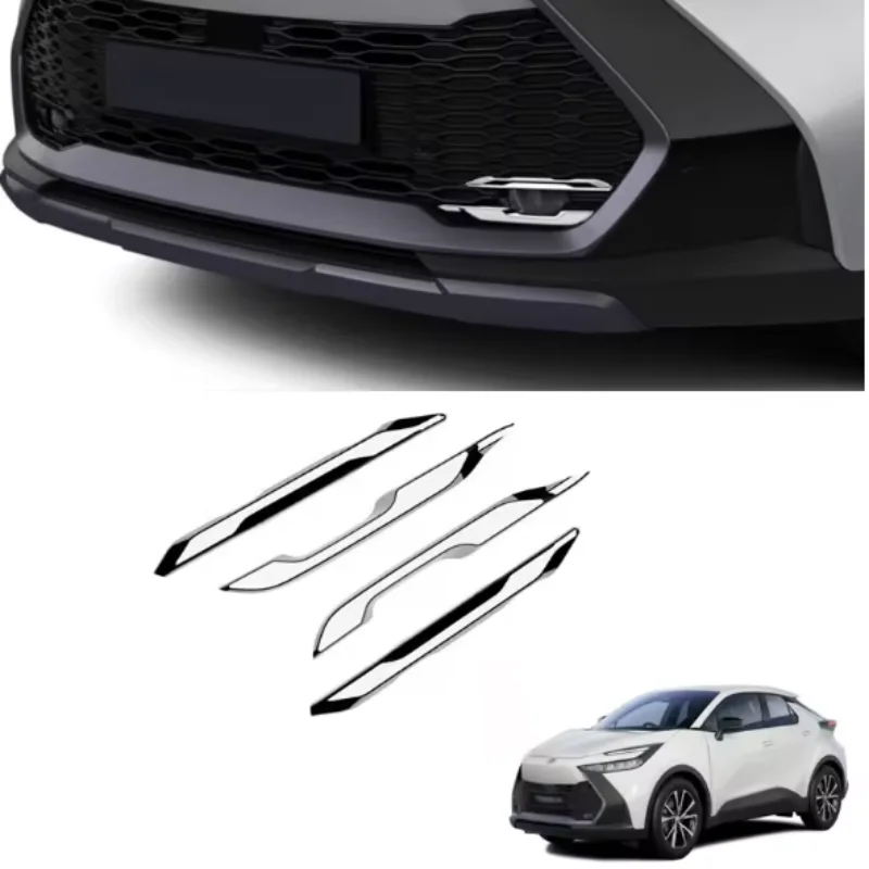 

For Toyota CHR C-HR 2024 2025 ABS Chrome Front Fog Lamp Eyebrow Decoration Front Light Protective Cover Eyebrow Trim Car Styling