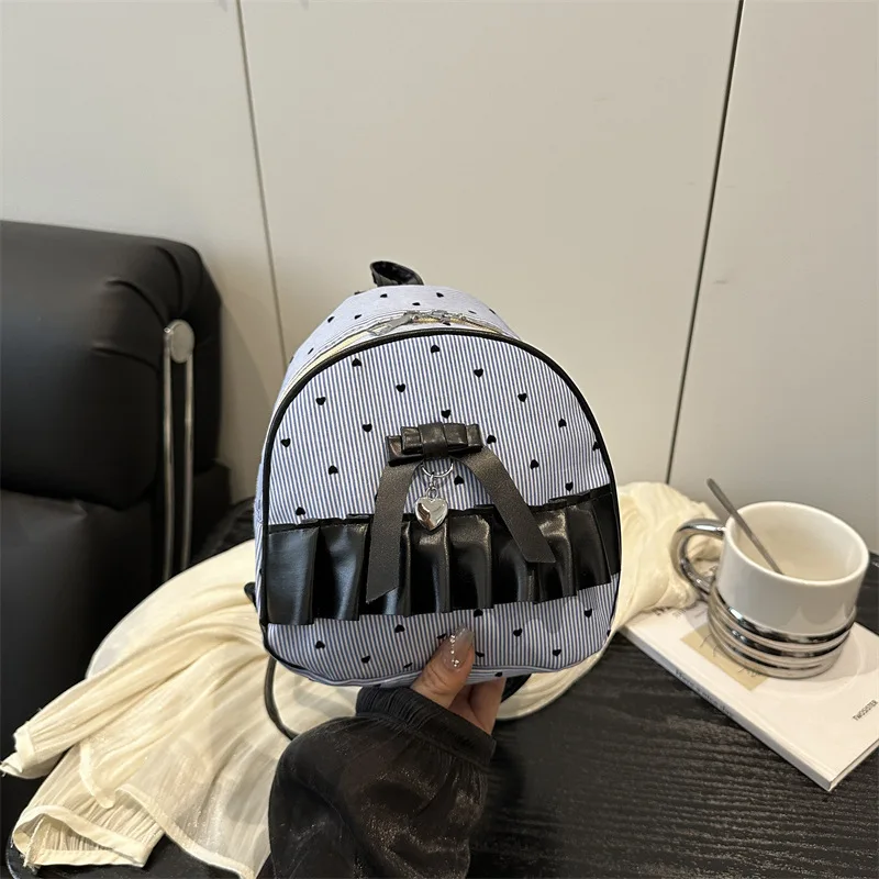 Korean-style girl bow backpack for girls 2025 new style fashionable and cute polka dot small backpack versatile handbag