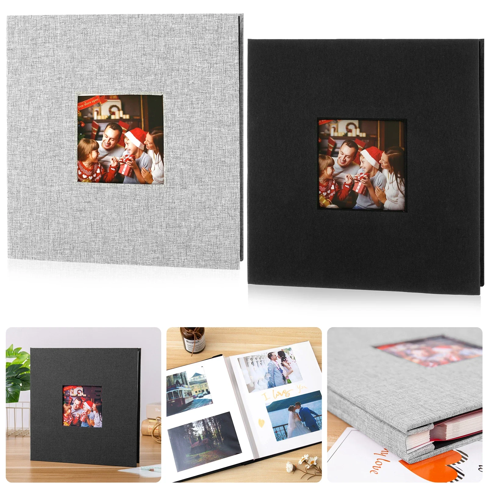 

Photo Album 40 Pages Self Adhesive Photo Album with Pen and Scraper DIY Pictures Scrapbook Album Linen Cover Pictures DIY