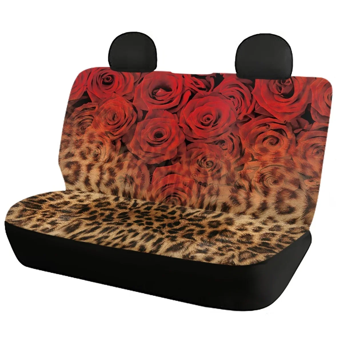 Car Seat Covers Front and Back Seat Covers Leopard Rose Flower Decor Acessaries Universal Fit Most of Vehicles Truck