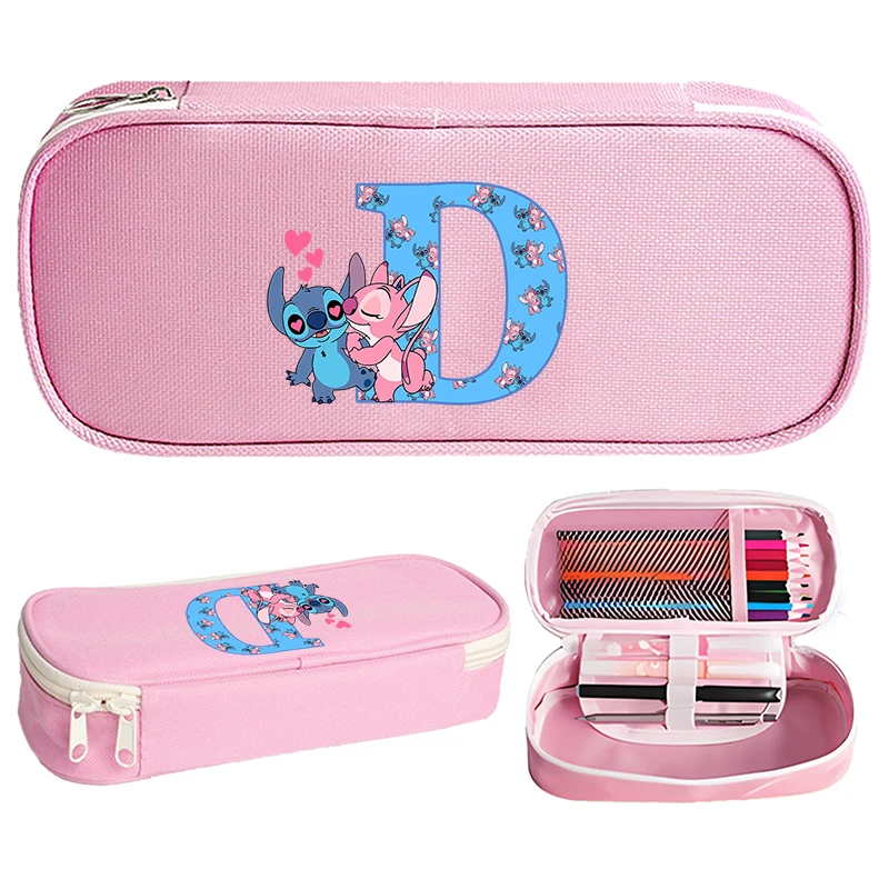 2024 Stitch Disney Girls Print Pencil case Pencil Box Student School Supplies Stationery Penbag Cartoon Anime Kids Cute Gifts