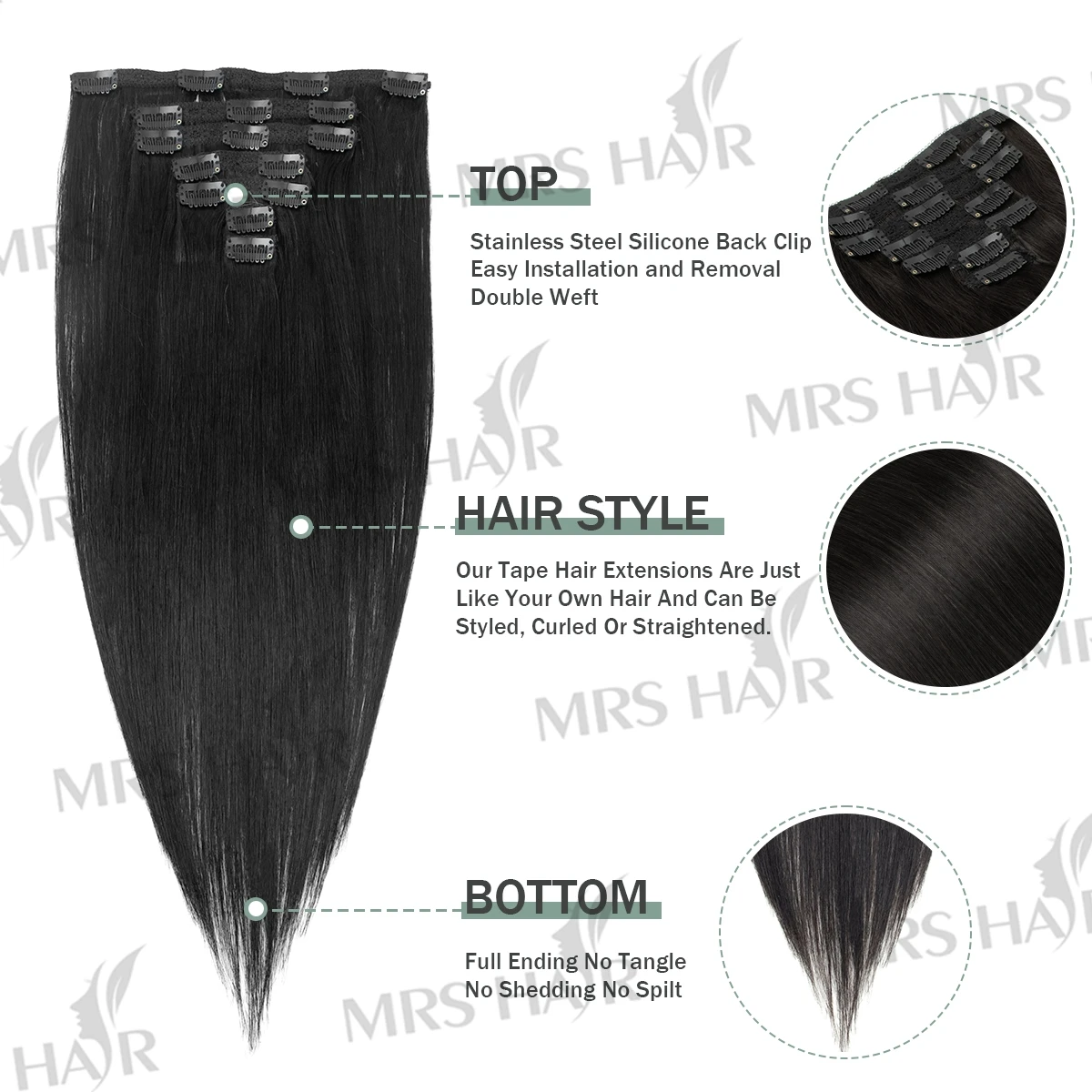 Extensão de Cabelo com Clip, Natural e Real, Extensão de Cabelo Humano Remy com Clip, Dupla Camada para Mulheres