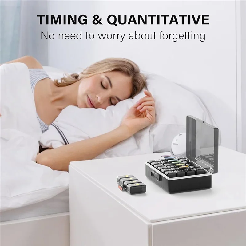 

LLCS-Weekly Pill Organizer 4 Times A Day, Large Compartments Pill Box 4 X 7 Day, Medicine Organizer Pill Case (Black)