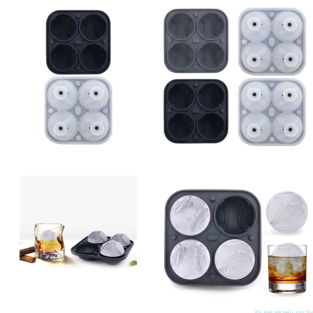 581C 3D Baseball Ice Cubes Mould Silicone Mold for Beverage Decoration