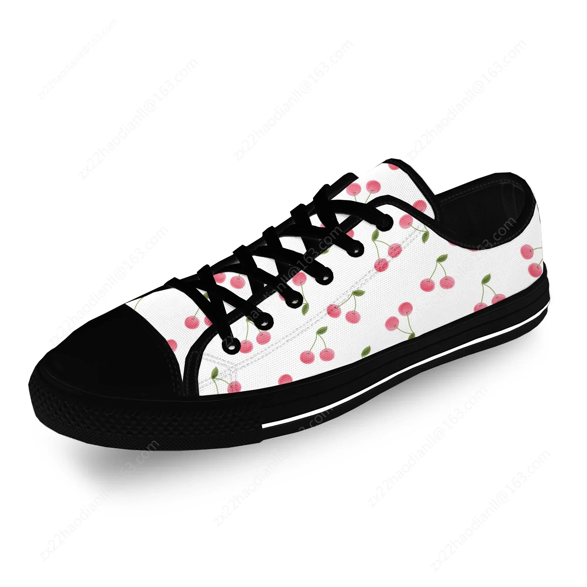 Cherry Pattern Cartoon Cute Funny Casual Cloth Fashion 3D Print Low Top Canvas Shoes Men Women Lightweight Breathable Sneakers