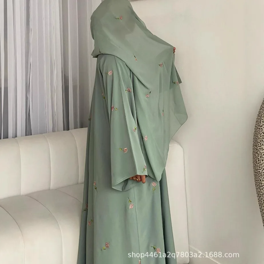 Femmes musulmanes Robe costume Eid Abaya robes fête longue Robe Jalabiya foulard 2 pièces ensembles broderie caftan marocain robes