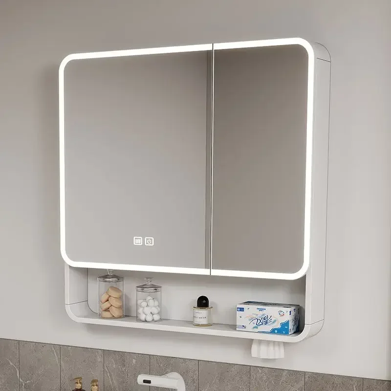 Space bathroom mirror cabinet Bathroom shelf storage wall mirror box Storage light mirror cabinet