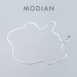 Modian Hot Sale Fashion Simple Snake Necklaces Classic Girls 925 Sterling Silver Choker Chain For Women Silver Fine Jewelry Gift