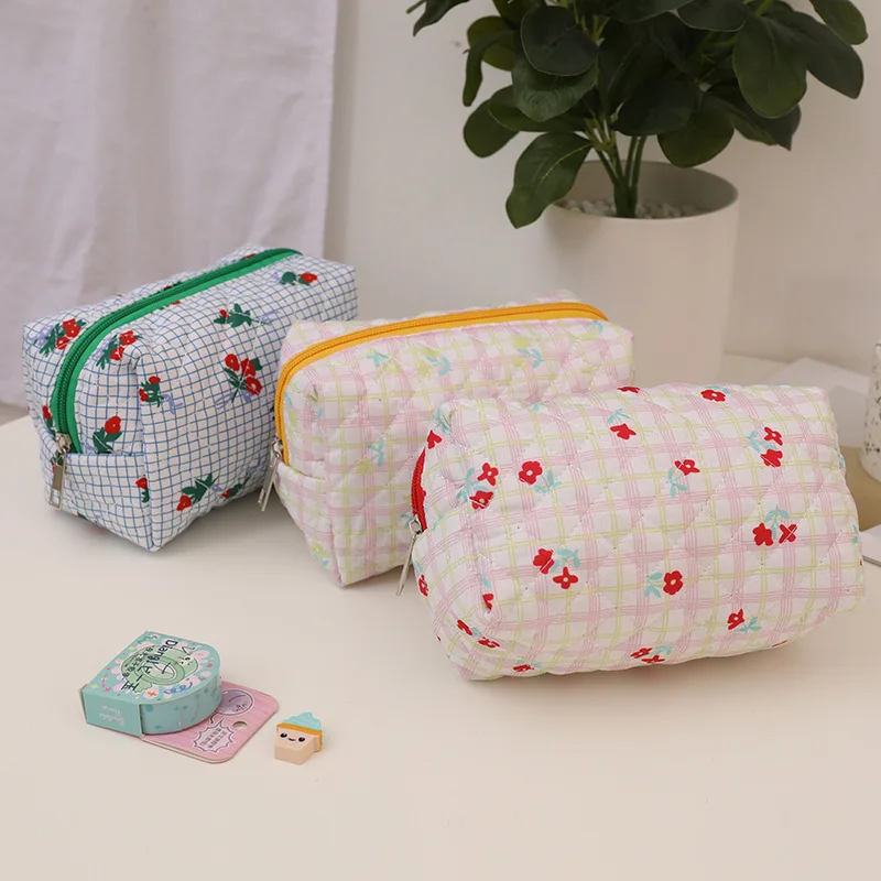 New Cotton Floral Storage Bag Travel Toiletries Organizer Makeup Bags Cosmetic Bag Ladies Portable Clutch Pouch Pencil Case