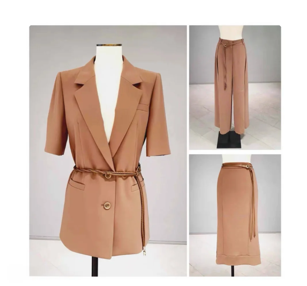 

Elegant Suit Jacket Skirt Pants Three-Piece Set MIHA26 Spring Season Fashionable Women's Clothing Long Sleeve Button Style