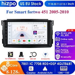 Inteligentne systemy radia samochodowego dla Smart Fortwo 451 2005-2015 Wireless CarPlay Android 13 Auto Stereo Video Audio Head Unit DSP