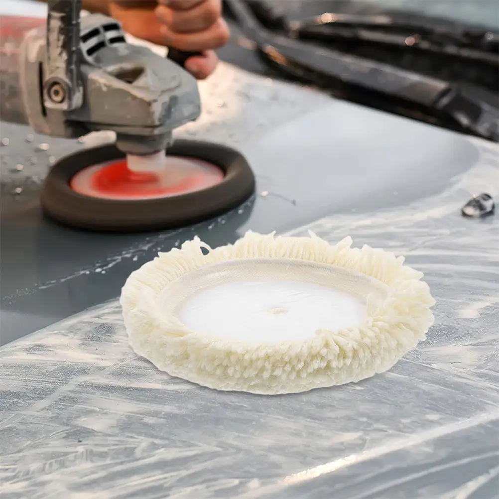 2Pcs Wool Polishing Pad Single Sided Soft Delicate Wool Buffing Wheel Compatible with Drill Polisher Car Waxing Polishing