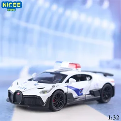 1:32 Bugatti DIVO police car High Simulation Diecast Metal Alloy Model car Sound Light Pull Back Collection Kids Toy Gifts A657