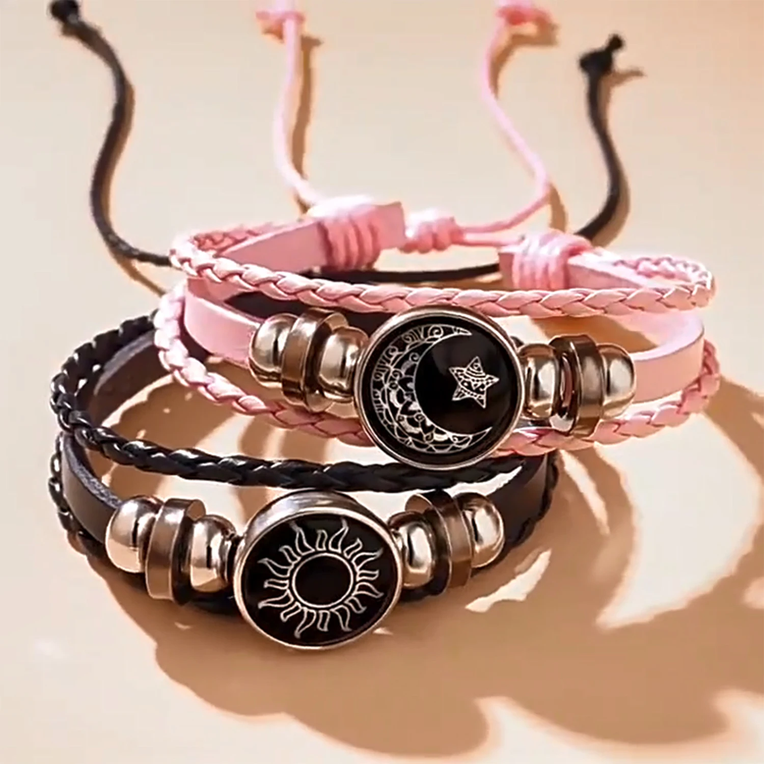 1/2Pcs Luminous Sun Moon Braided Bracelets for Lovers Adjustable Couple Bracelets Fashion Valentine Day Jewelry Girlfriend Gift