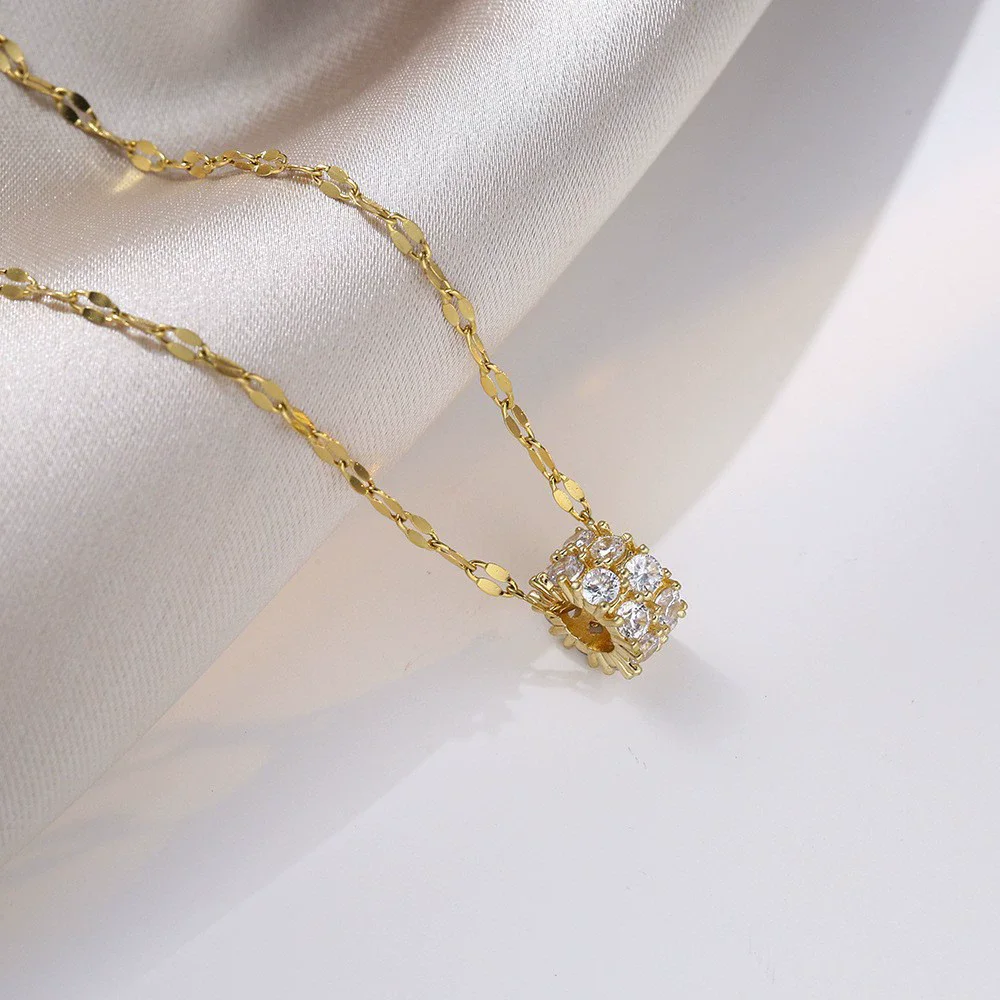 925 Sterling Silver Fashionable Double-row Drill Small Waist Pendant Necklace for Women Cavicle Chain Jewelry Gift Accessories