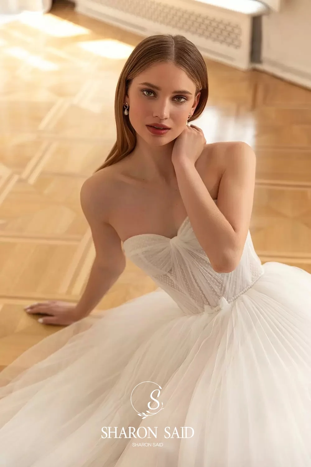 Sharon Said Romantic 2 Pieces A-Line Off WhiteTulle Wedding Dress 2025 Elegant With Cape Tea Length Bride Gowns SW192 Customized