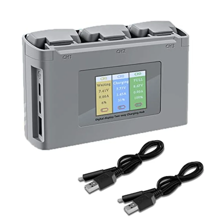 

Зарядное устройство для аккумуляторов дронов Mini 4K/Mini SE/Mini2: зарядка двух аккумуляторов одновременно, зарядка трех аккумуляторов последовательно