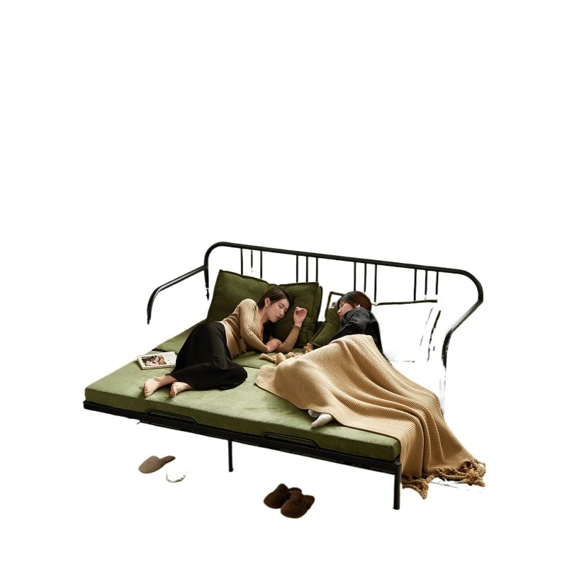 Wrought iron sofa bed dual-purpose second-hand living room home folding bed multifunctional iron sofa double