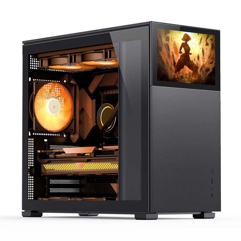 حقيبة كمبيوتر ساخنة D41 STD شاشة سوداء ATX PC Gaming CASE