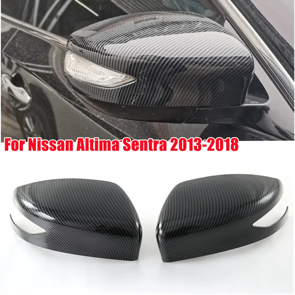 For NISSAN Altima Sentra/Sylphy 2013-2018 ABS Car Rearview Side Mirror Cover Wing Cap Exterior Door Trim Adhesive Sticker Parts