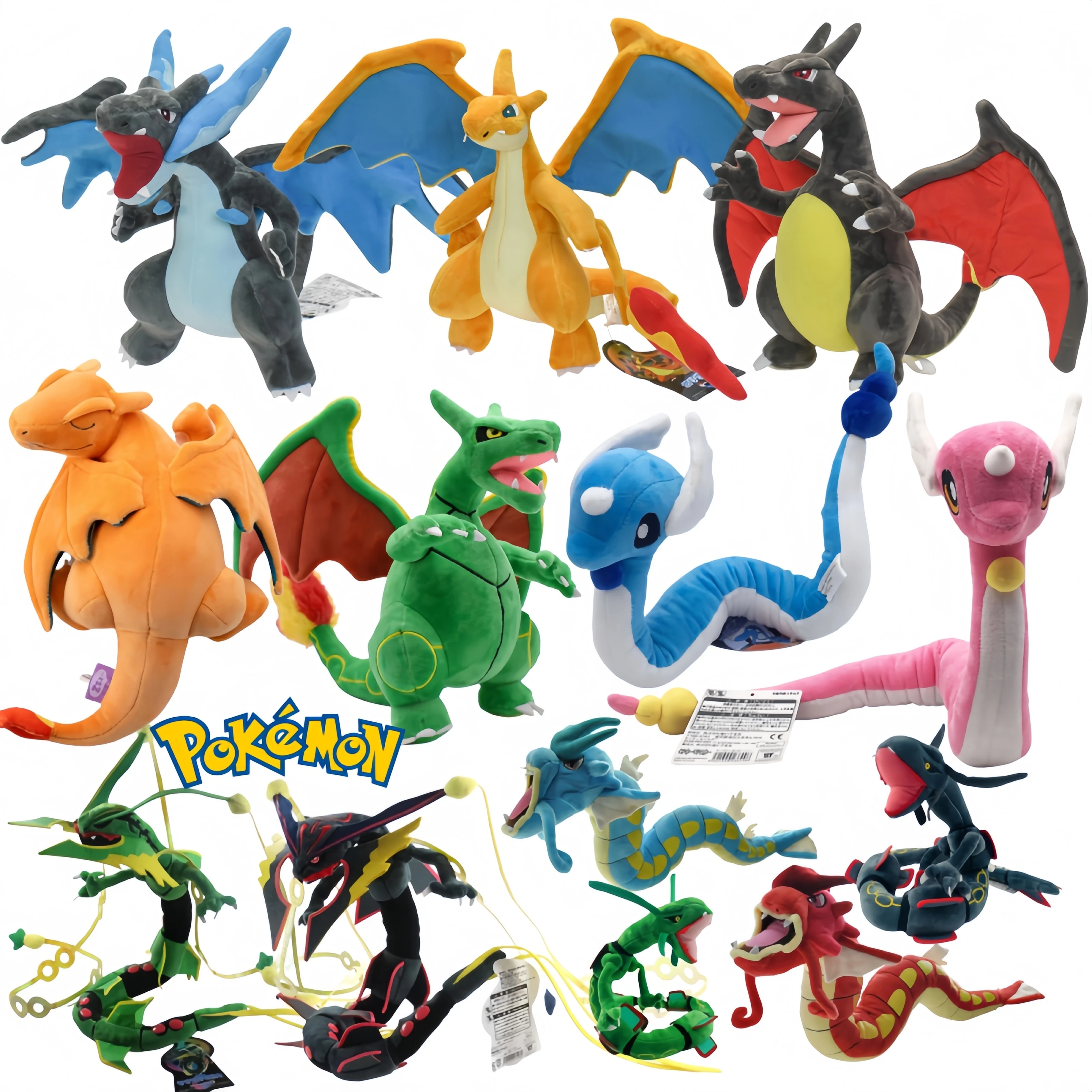 Bonito pokemon dragonair brinquedos de pelúcia rayquaza fusível charizard xy gyados brinquedos de pelúcia dos desenhos animados brilhante gyados peluche bonecas crianças presentes
