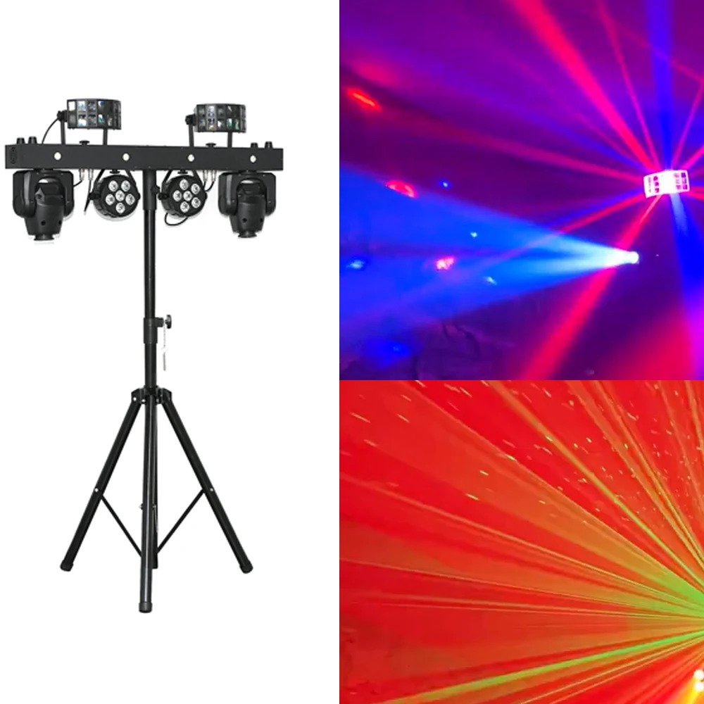 

New LED Moving Head Beam Light Gig Bar Derby Strobe Effect Combined with Triple Stand Dj Set Lights Par Stage Lighting Rgbw