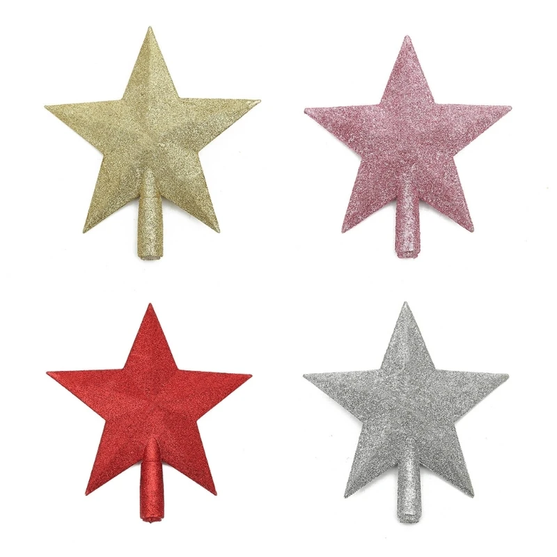 New Set of 2 Elegant Toppers Star For Christmas Tree Top Decoration In Hard Plastic