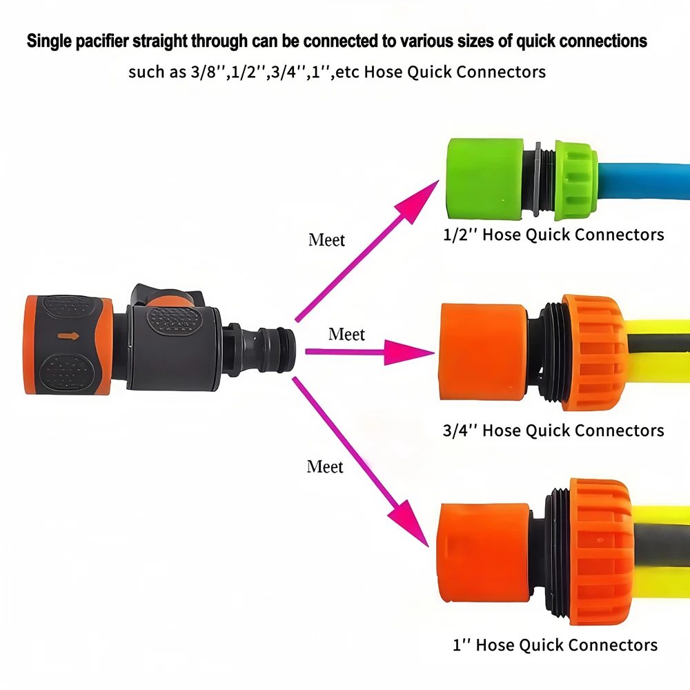 محول خرطوم الحديقة سريع التوصيل مع صمام كروي يناسب 1/2 بوصة، 3/8 بوصة، و3/4 بوصة، موصلات خرطوم سريعة لغسيل الحديقة/الحديقة/السيارات