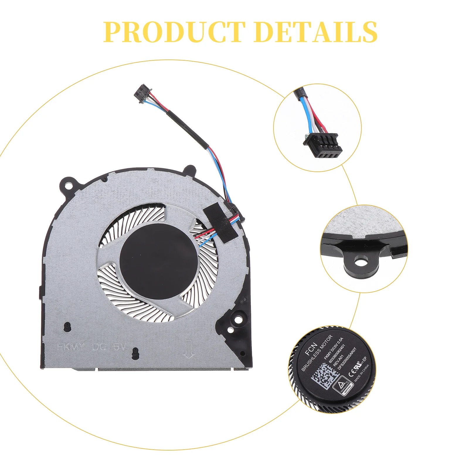 

CPU Cooling Fan Laptop Computer Fans Replacement High Performance Air Cooler Solid Sturdy Blades Long Life Better Cooling