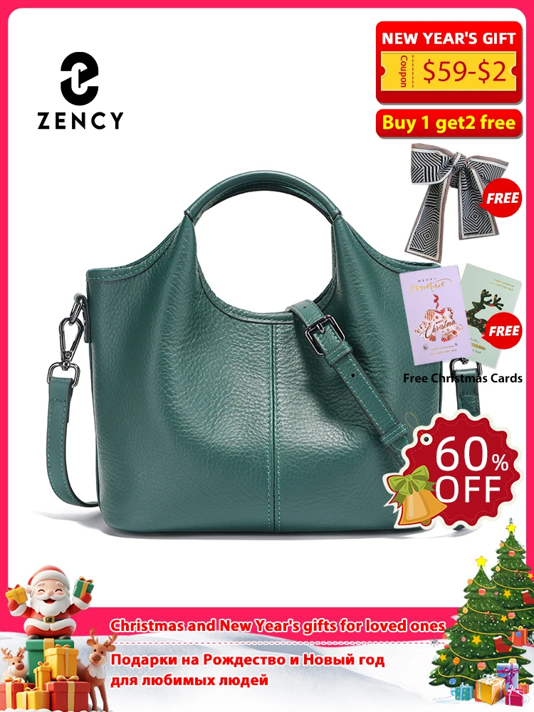 

Zency Leather Shoulder Bag Woman Genuine Vintage Small Designer Tote Bag Cross over Bag New Women Hobo Green Khaki Large Bolsa