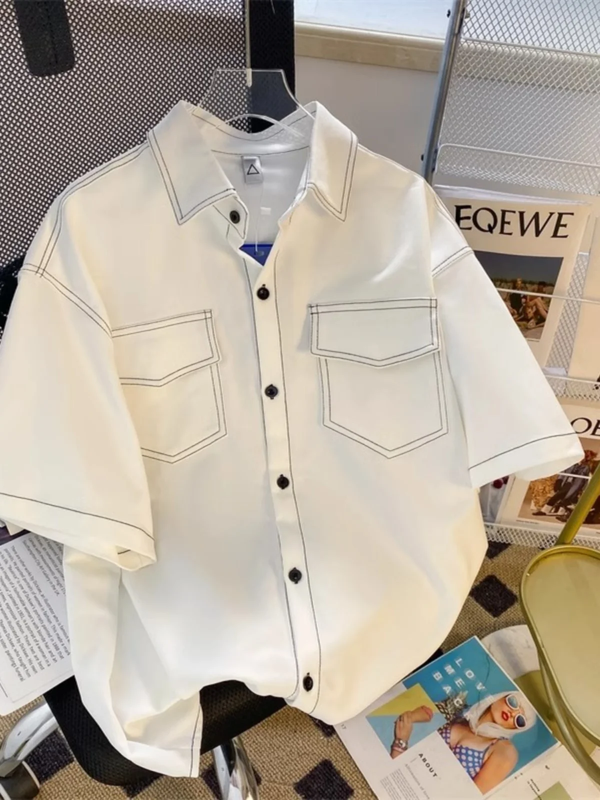 

Мужская летняя футболка оверсайз в японском ретро-стиле, дышащая, модная, брендовая, повседневная, с коротким рукавом, дизайн 300 Pou