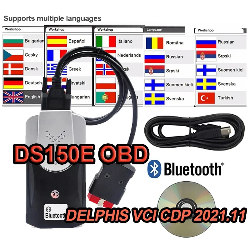 Car Truck Scanner Delphis V3 DS150E 2021.11 KEYGEN OBD VD ds150 VCI CDP NEC Diagnostic Tools with Bluetooth Connect Repair Tool