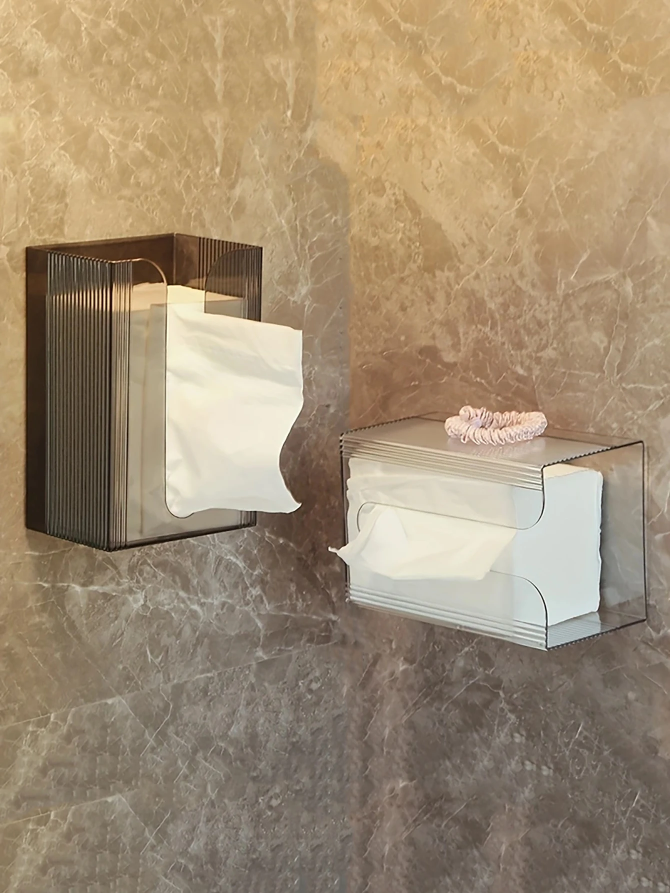 Bathroom Wall-Mounted Self-Adhesive Tissue Box Multi-Function Paper Towels Storage Portable Draw Cartons Commodity