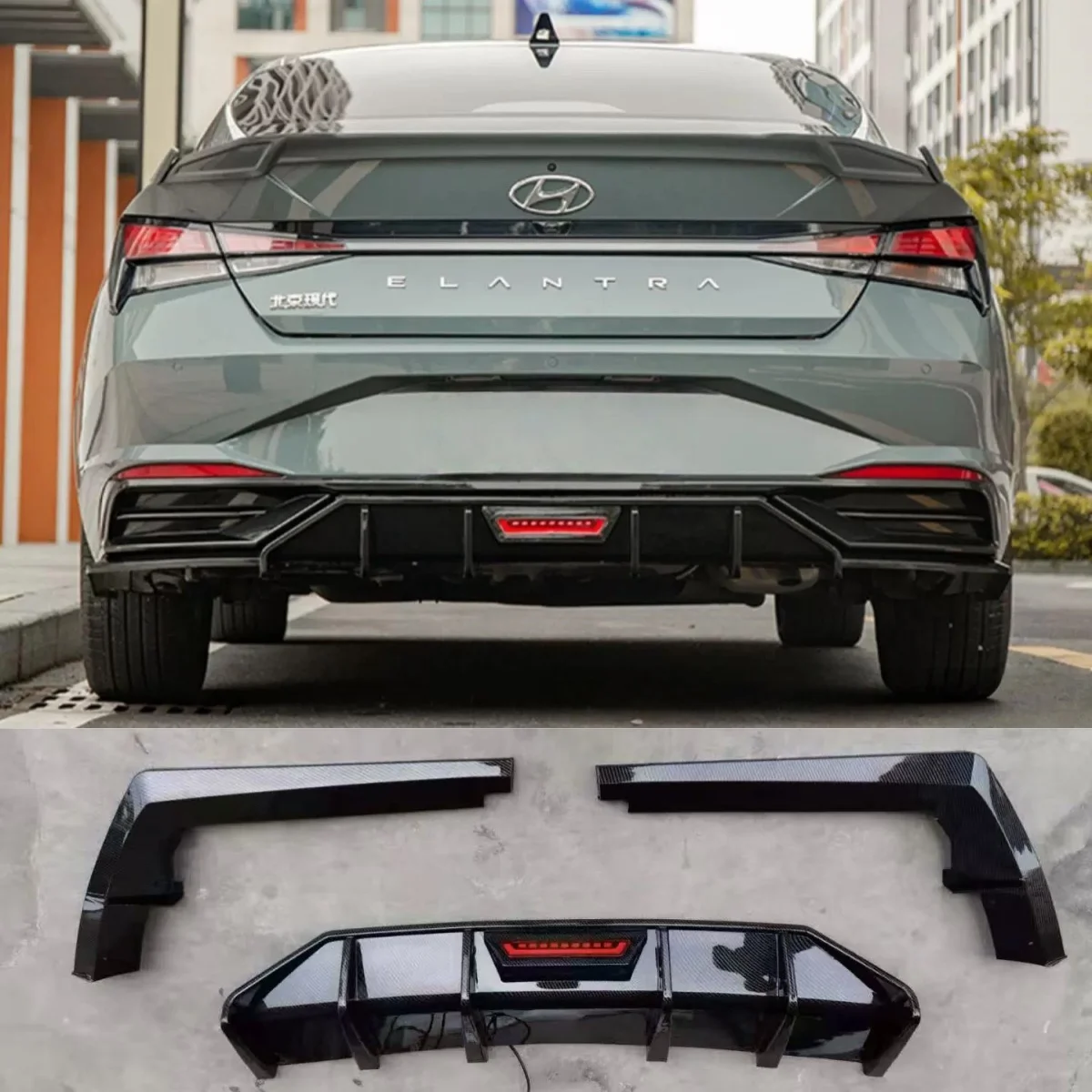 

Rear Bumper Diffuser Splitter For Hyundai Elantra CN7 2020 2021 2022 Rear Chin Spoiler Exhaust Pipe Car Parts Tuning Accessories