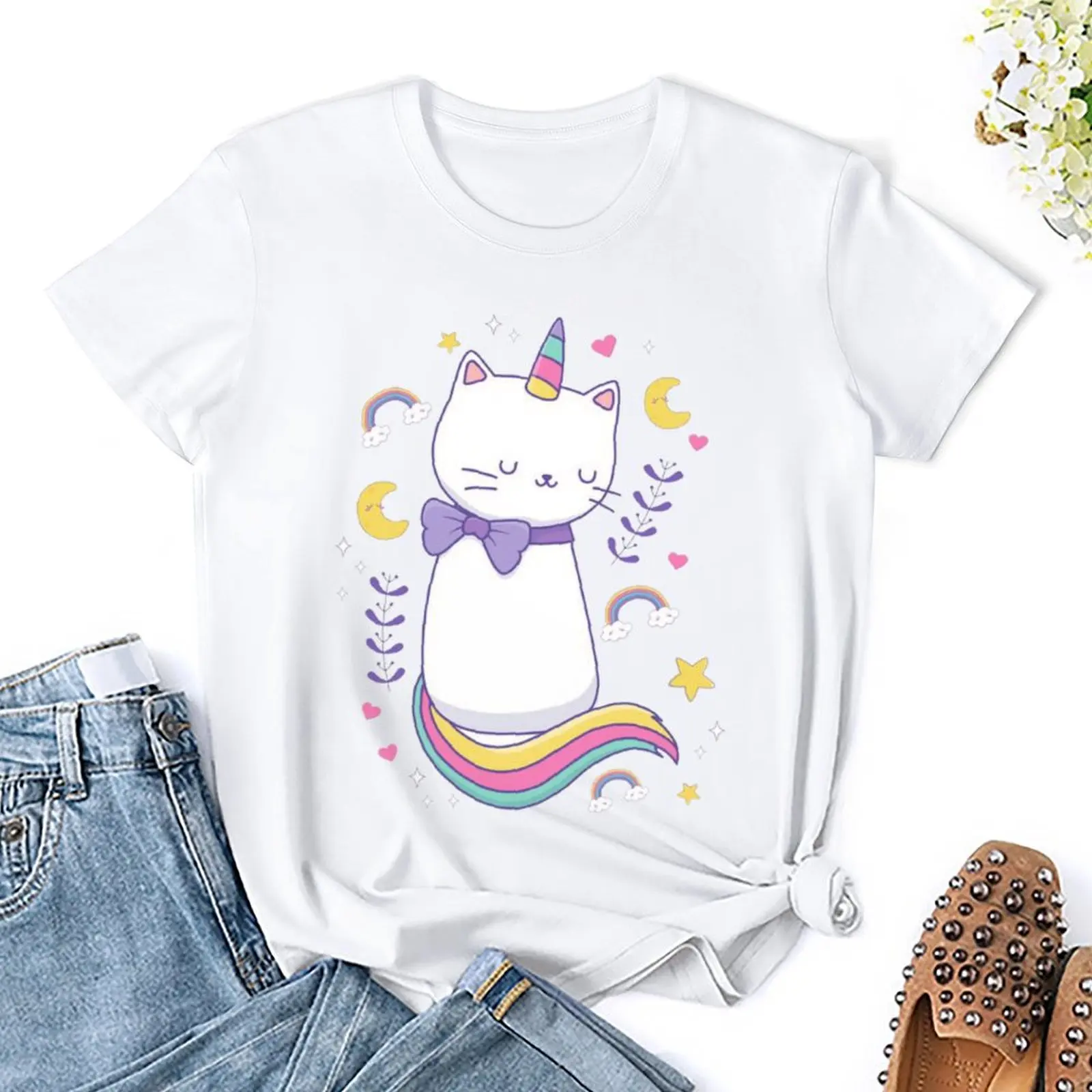 Fresh Divertidos De Cat Unicornio For Sale T-shirt  Move Tshirt Funny Funny Geek Leisure