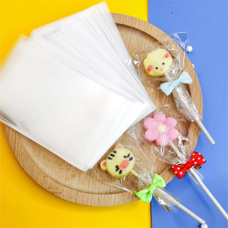 

100Pcs Clear Translucent Lollipop Biscuit Cookie Candy Plastic OPP Flat Pocket Party Gift Packaging Bags