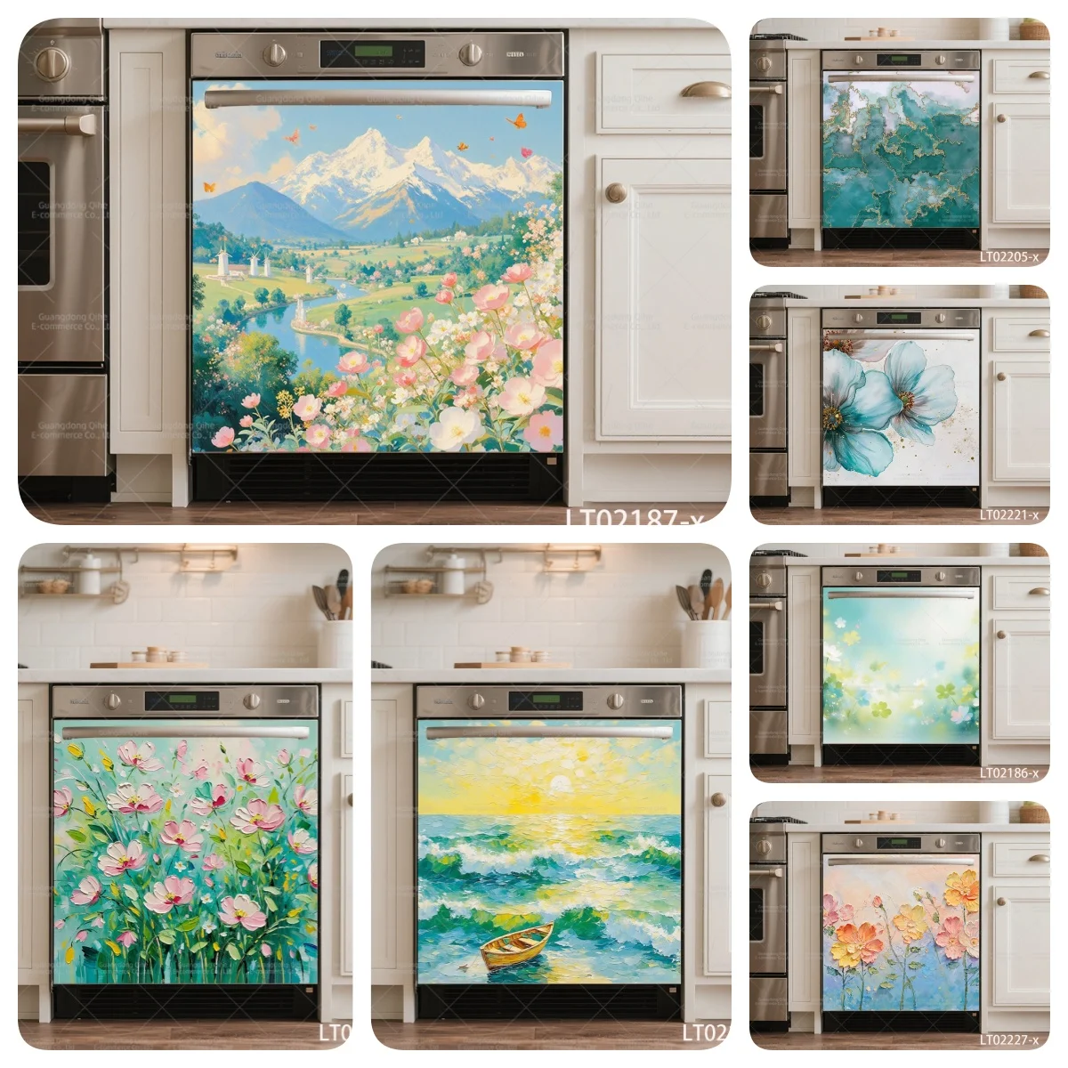 

Gorgeous Lush Flower Dishwasher Stickers - Self-Adhesive Waterproof Floral Aesthetic Decals for Kitchen Home Decor Door Panel