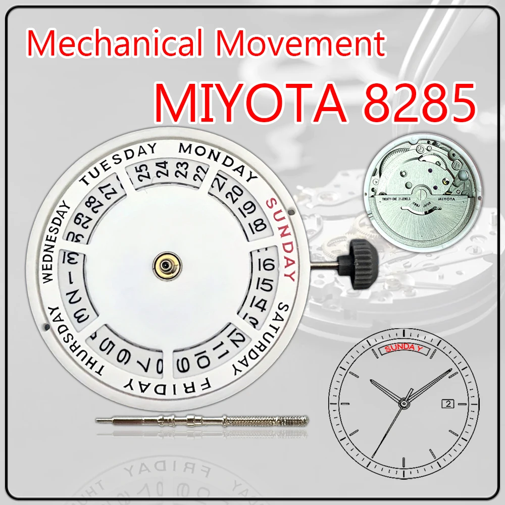 Miyota 8285 Mechanical Movement Day Date 21 Jewels Premium Automatic Watch Repair Replacement Part Watch Accessories