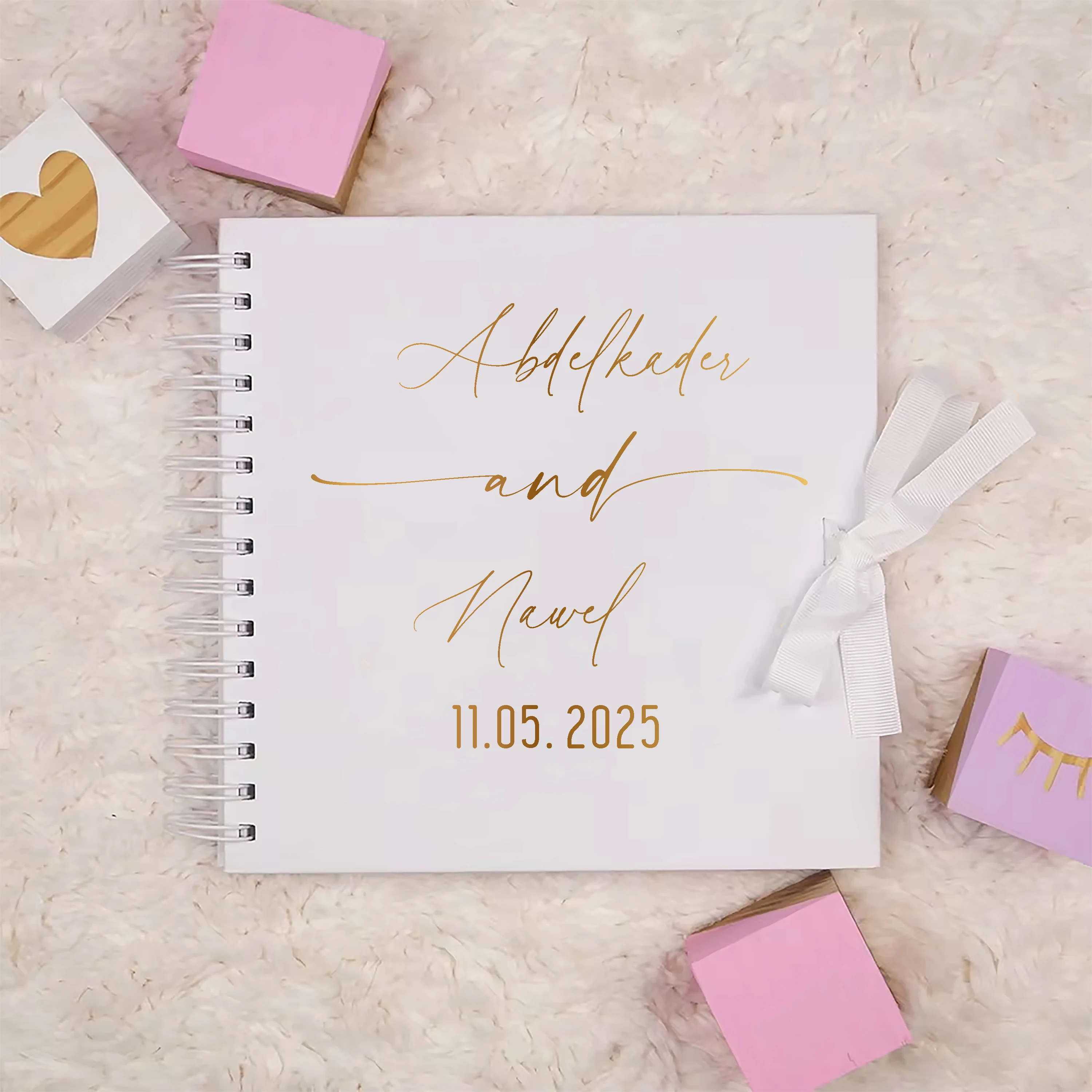 Personalized Wedding Guestbook with Ribbon Signing Book Weddings Ceremony Decoration Communion Signature Book Photo Album Gift