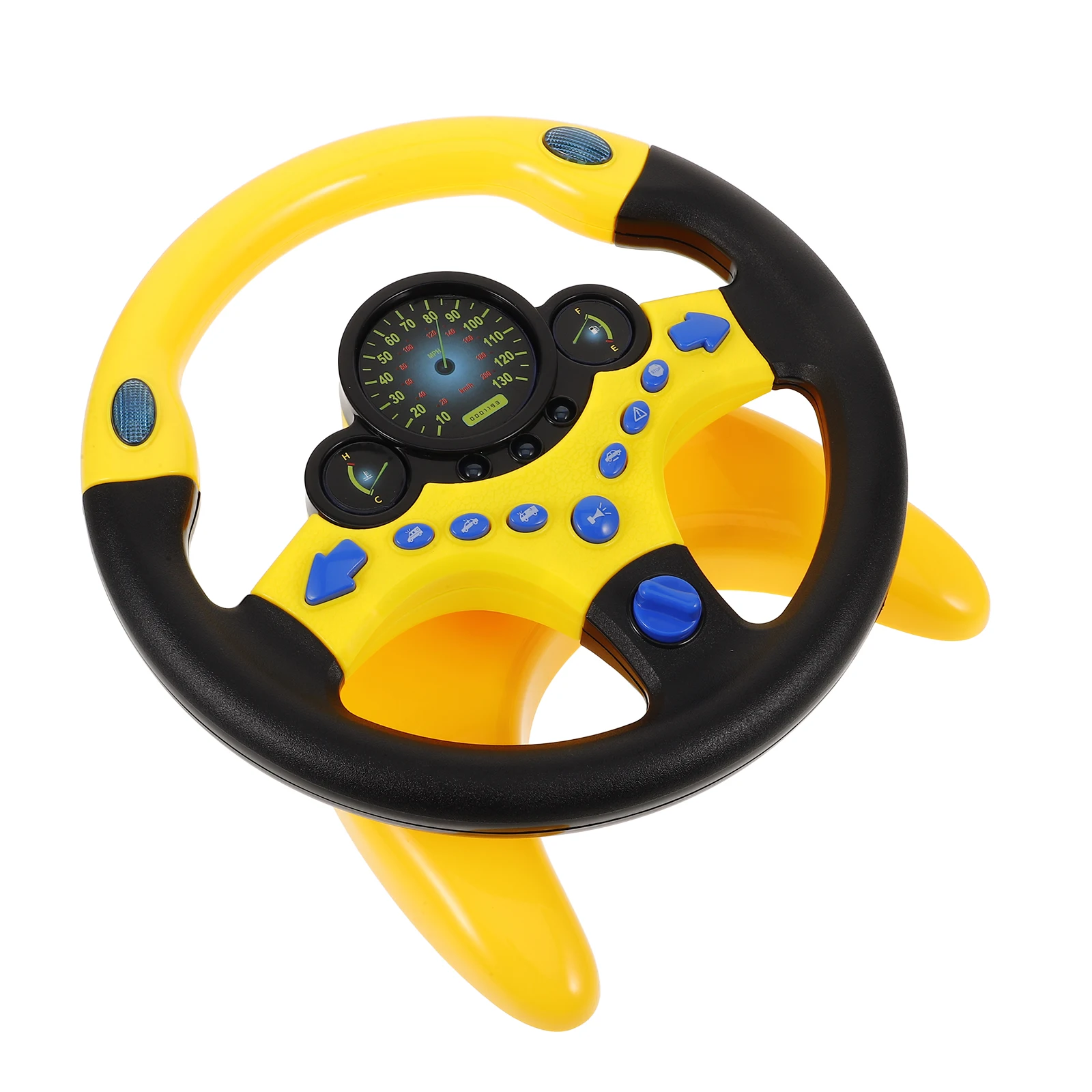

1 Large Yellow Toy Steering Wheel with Suction Cup Base 360 Degree Rotation Music Feature Kids Car Vehicle Plastic Playground