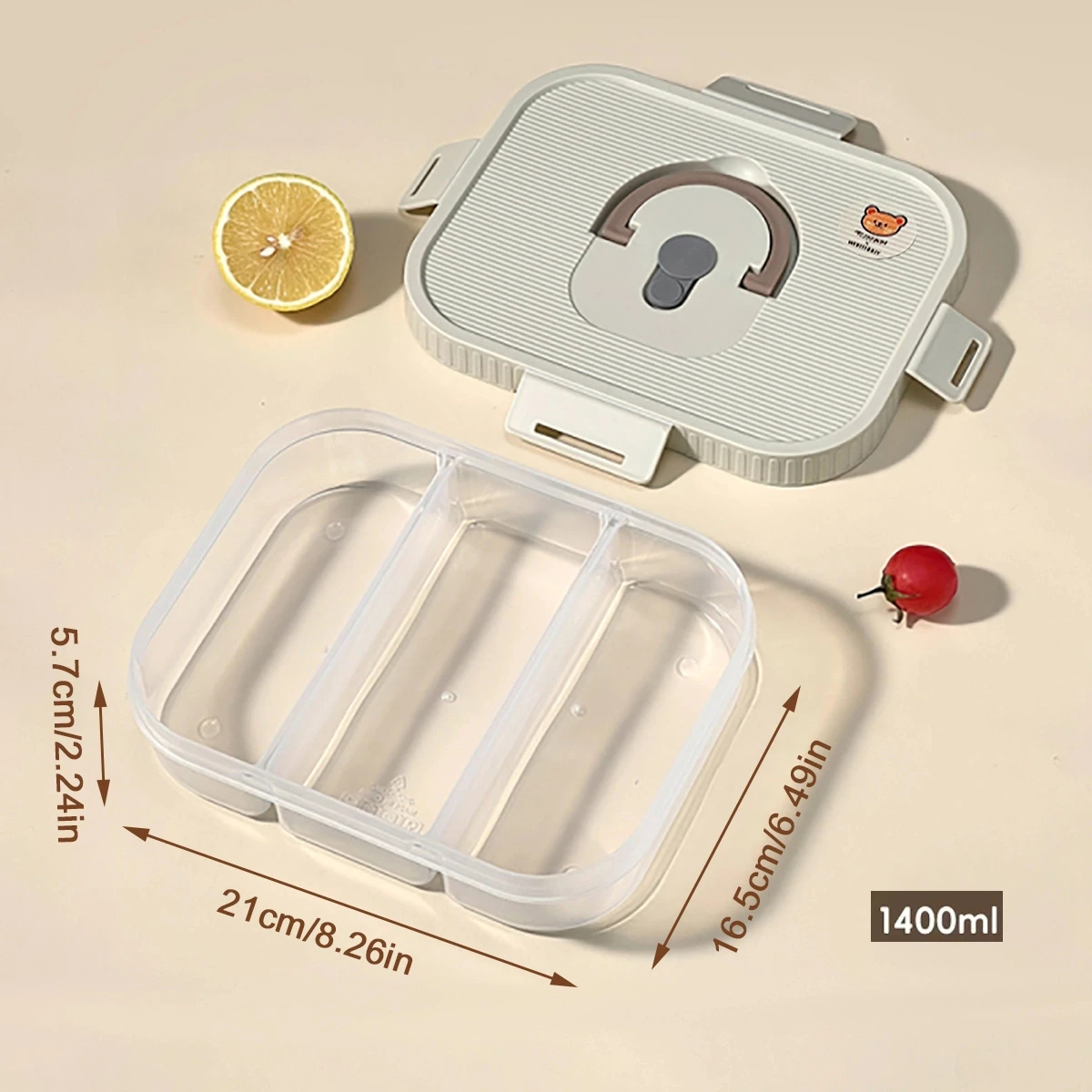 Magnetron Plastic Verdeelde Lunchbox Met Handvat Camping Picknick Draagbare Lekvrije Fruitsalade Voedselcontainer Voor Kinderen Studenten