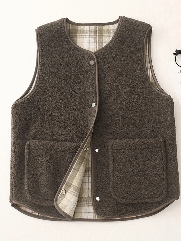 Women's Double-Sided Wear Lamb Fur Vest 2026 Autumn Winter New Style Versatile Outerwear Casual Comfortable Loose Fit