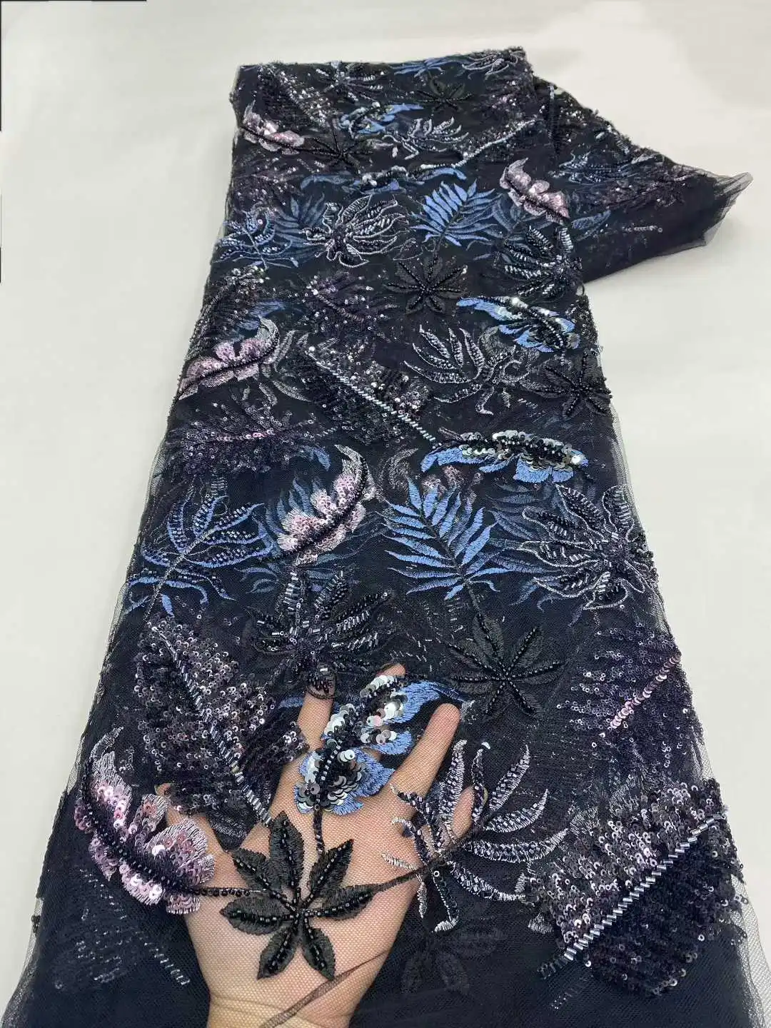 قماش دانتيل تسلسل أفريقي فاخر 2025 جودة عالية ترتر دانتيل مطرز قماش شبكي للنساء فساتين حفلات الزفاف #6